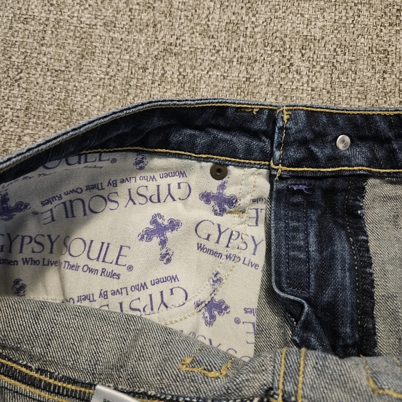 GYPSY SOULE  Raw Hem Denim Blue Jean Shorts Sz 2/26 Mesium Wash - Picture 9 of 11
